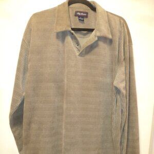 Vintage Oleg Cassini Men's Velvet Polo Shirt – Size XL – Tan